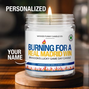 Personalized Real Madrid Gift Burning for A Real Madrid Win Candle Soccer Gift for Real Madrid Fan Real Madrid Game Day Decor for Dad