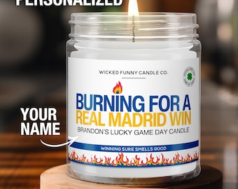 Personalized Real Madrid Gift Burning for A Real Madrid Win Candle Soccer Gift for Real Madrid Fan Real Madrid Game Day Decor for Dad