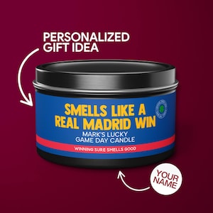 Personalized Real Madrid Gift Smells Like A Real Madrid Win Candle Soccer Gift for Real Madrid Fan Real Madrid Game Day Decor for Dad Tin