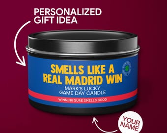 Personalized Real Madrid Gift Smells Like A Real Madrid Win Candle Soccer Gift for Real Madrid Fan Real Madrid Game Day Decor for Dad Tin