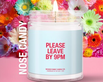 Personalized Funny Home Candle Leave by 9 Candle New Home Gift Funny House Rules Candle Introvert Gift Hostess Present or Housewarming Gift