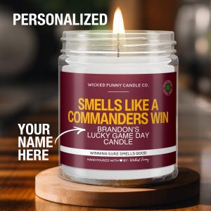 Personalized Lucky Commanders Candle Custom Washington Commanders Gift for Commanders Fan Lucky Game Day Football Candle Gifts for Mom