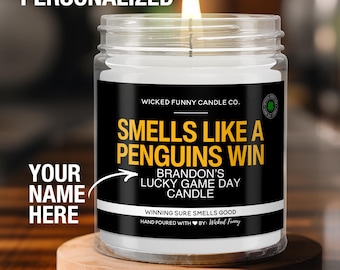 Personalized Smells Like a Penguins Win Candle Custom Pittsburgh Penguins Gift for Penguins Fan Lucky Game Day Hockey Candle Game Day Decor