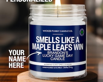 Personalized Smells Like a Maple Leafs Win Candle Custom Toronto Maple Leafs Gift for Maple Leafs Fan Lucky Game Day Hockey Candle Decor