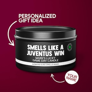 Personalized Juventus Gift Smells Like A Juventus Win Candle Soccer Gift for Juventus Fan Juventus Game Day Decor for Dad Tin