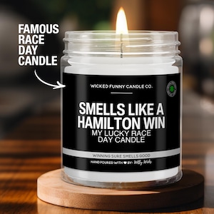 Smells Like a Lewis Hamilton Win Candle | Lewis Hamilton F1 Candle | Formula One Race Day Decor | Funny Lewis Hamilton Fan Gift Lucky Candle