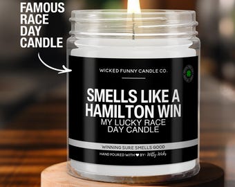 Smells Like a Lewis Hamilton Win Candle | Lewis Hamilton F1 Candle | Formula One Race Day Decor | Funny Lewis Hamilton Fan Gift Lucky Candle
