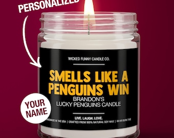 Personalized Smells Like a Penguins Win Candle Custom Pittsburgh Penguins Gift for Penguins Fan Lucky Game Day Candle Gifts for Mom Lucky