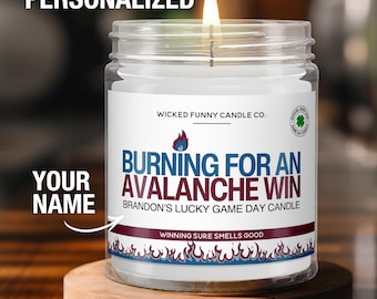 Personalized Burning for a Avalanche Win Candle Custom Colorado Avalanche Gift for Avalanche Fan Lucky Game Day Hockey Candle Game Day Decor