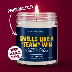 Personalized Smells Like a Win Candle | Personalized Team Name | Gift for Sports Fan | Sports Themed Gift | Custom Sports Team Candle Gift