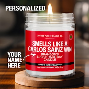 Personalized Carlos Sainz F1 Racing Gift Smells Like A Carlos Sainz Win Candle Formula 1 Gift for Carlos Sainz Fan Funny F1 Race Day Decor