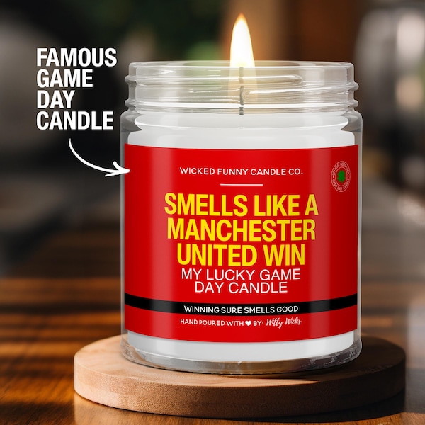Manchester United Gift | Smells Like A Manchester United Win Candle | Soccer Gift for Manchester United Fan | Manchester United Game Day