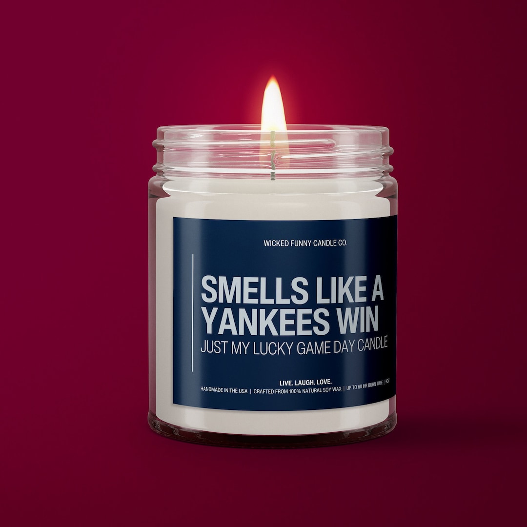 Smells Like A Yankees Win Candle Unique Gift Idea Baseball Candle New