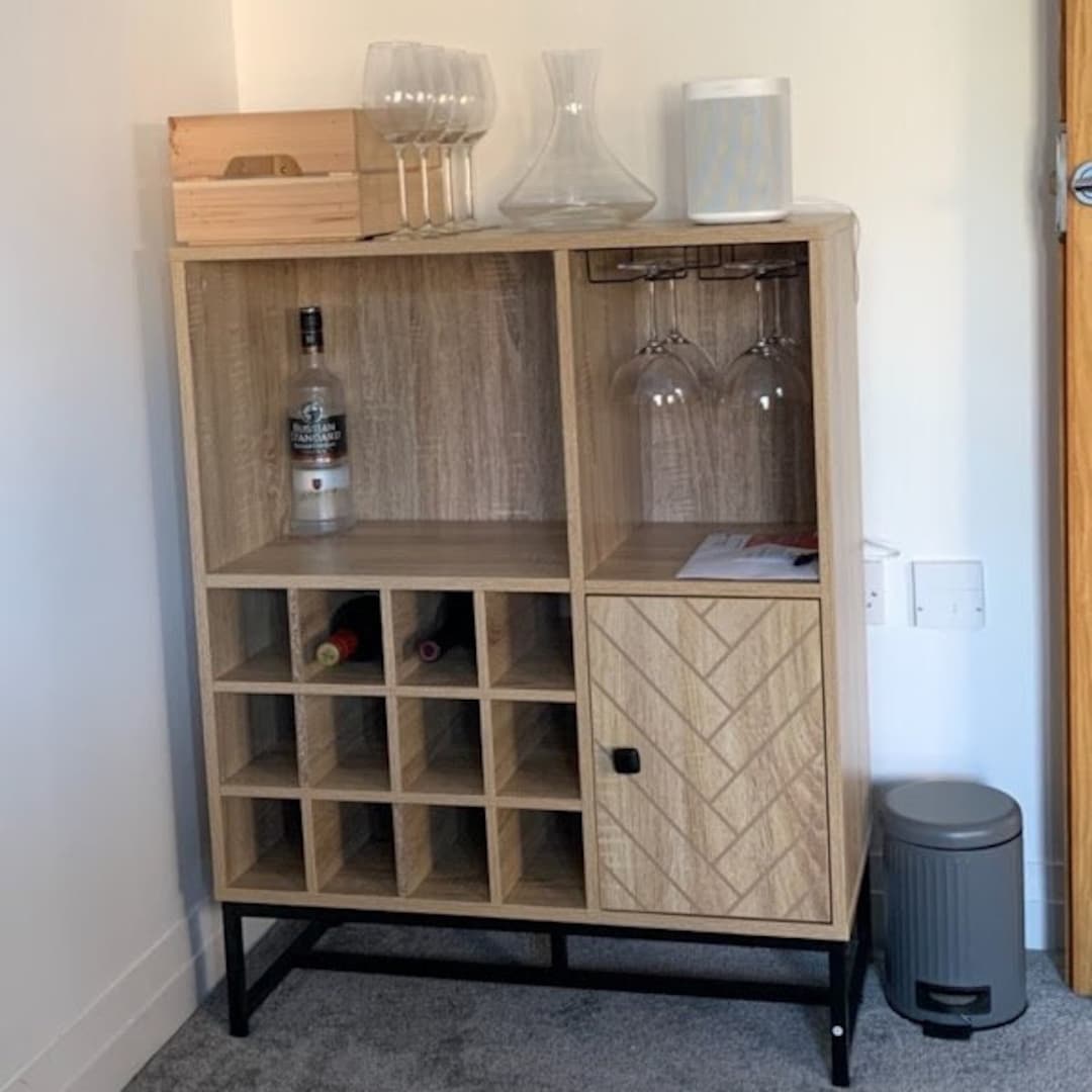 Modern Wooden Drinks With Cupboard Freestanding Wine Rack With