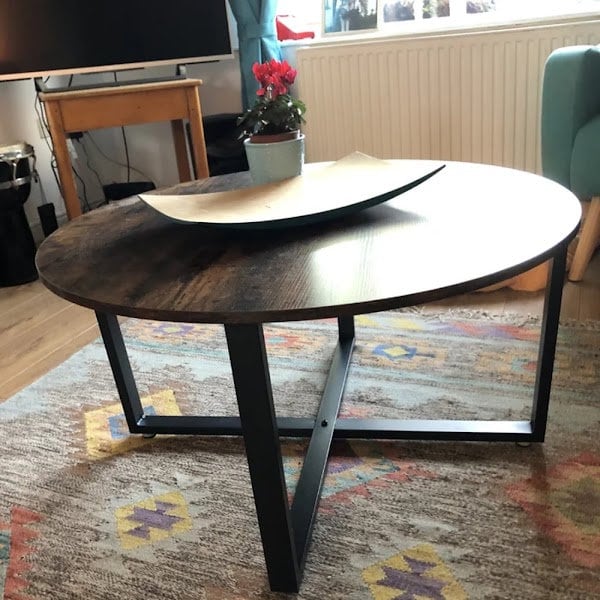 Industrial Style Round Coffee Table Round Table With Black Metal Frame