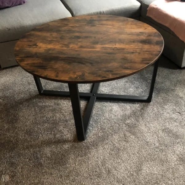 Industrial Style Round Coffee Table Round Table With Black Metal Frame