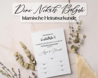 Certyfikat małżeństwa islamskiego Dini Nikah Certyfikat Nikkah Cyfrowy certyfikat małżeństwa islamskiego A4 Ceyiz Muzułmański werset Koranu Turecki