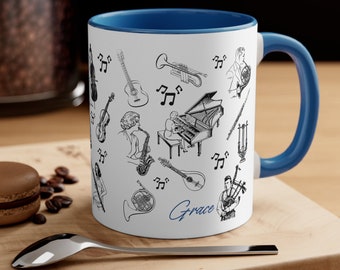 Personalized musician Mug, custom music gift, music lovers gift, music lovers mug, personalized christmas music gift, music mug, music gift