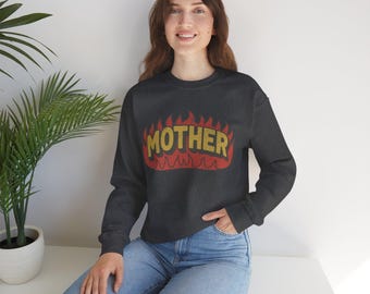 Mother Flaming sweatshirt / graphic mom style with a grunge biker vibe / perfect Mother Day gift