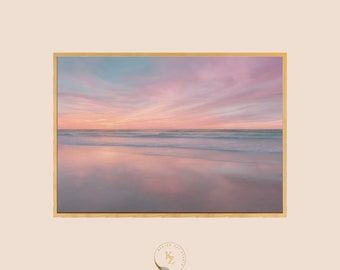 Pastel Beach Sunset Photo: Coastal Seascape Wall Art (Digital Download)