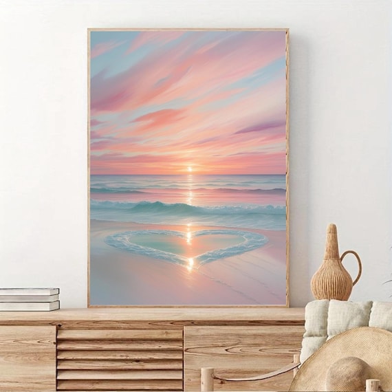 Pastel Beach Sunset Print: Coastal Seascape Wall Decor (Digital Download)