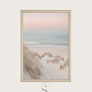 Neutral Beach Print Beach Sunset Pastel Photo Printable Ocean Sunset Sea Sunrise Poster Seascape Coastal Wall Decor Seashore Wave Print