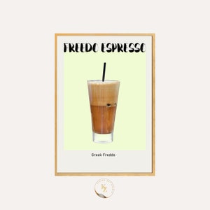 Freddo Espresso, Espresso Print, Koffie Art Poster, Elegant Modern Decor voor Cafe, Verfijnd Minimalistisch Decor, Bar Cart