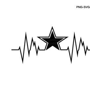 Dallas cowboy heartbeat svg, sport svg, instant download, football svg, star cowboy, svg cutting files, shirt design, png, dxf