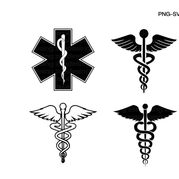 Medical Symbol SVG, Caduceus Svg, MD Svg, Star of Life Svg, Doctor Svg, Nurse Svg, Png, instant digital download
