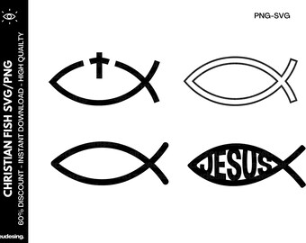 Christliches Fisch-Svg-Bundle, Jesus-Fisch-Svg, Ichthys-Svg, Religiöses Fisch-Symbol svg, Gott Fisch Umriss svg, Cricut, Silhouette, digitaler Download