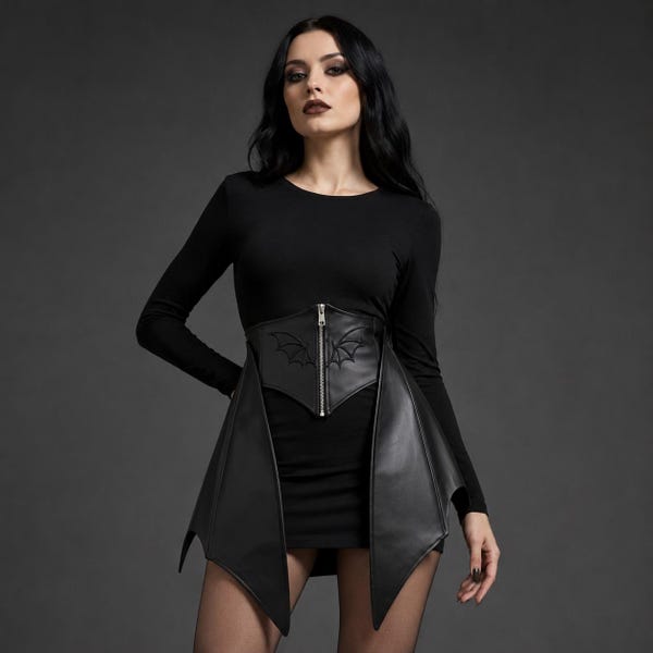 Spooky Gothic Corset: Vampire Corset Belt with Detachable Bat Wings