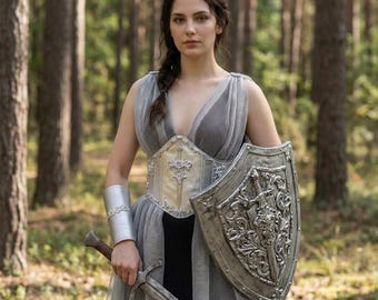 Custom Armor Corset: Medieval Female Knight Corset Set, Silver Underbust Armor, Ren Faire Cosplay Costume