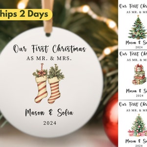 First Christmas Married Ornament, Mr and Mrs Christmas Ornament, Our First Christmas Married, Personalized Wedding Gift, Newlywed Gift, 2023