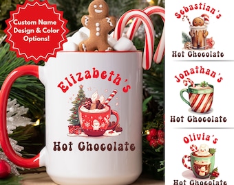 Personalized Kids Hot Chocolate Christmas Mug, Hot Chocolate Mug, Hot Cocoa Mug,Personalized Christmas gift for kids