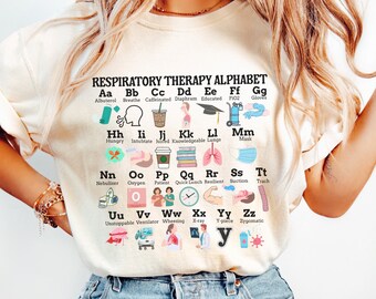 Alphabet Respiratory Therapist Shirt Retro T, RT Therapy Sweatshirt Gift, Lungs Nurse Appreciation Gifts, Nursing Graduation Comfort Colors