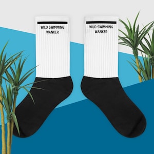 Wild Swimming Wanker, Novelty Socks, Christmas Gift Ideas, Secret Santa Gifts, Slogan Socks, Sweary Socks,
