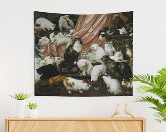 Vintage Cat Tapestry, Cloth Wall Hangings, Cat Art, Classroom, Bedroom, Classic