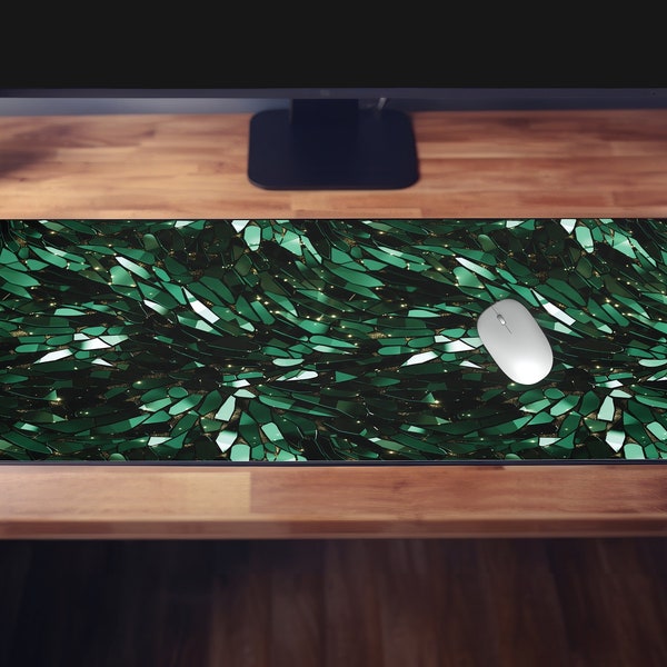 Green Desk Mat, Large Deskmat, Elegant Office, Emerald, Nature, Plant, Classy Office Gift