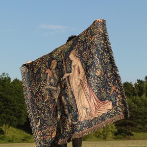 Medieval Tapestry Large Tapestry Maiden Blanket Antique Aesthetic Maiden Knights Renaissance Tapestry Wall Hanging Moody Decor image 2