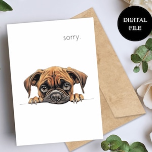 Tarjeta de disculpas imprimible, Tarjeta de perdón de cachorro triste para descargar, Imprimibles de disculpas de perro triste, Tarjeta de amante de los animales Lo siento, Tarjeta de perdón imprimible