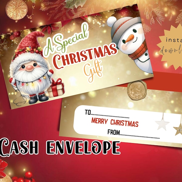 Christmas Cash Envelope Printable,Printable holiday money holders,Gift-ready Christmas cash envelopes,Printable money gift envelopes