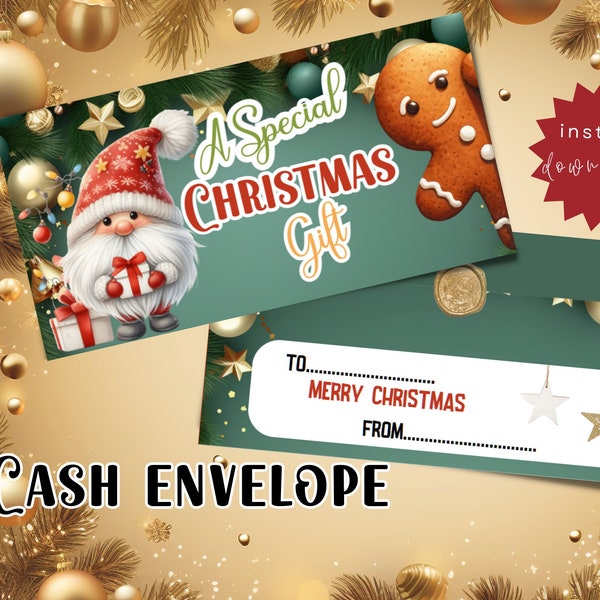Christmas Cash Envelope Printable, Printable holiday money holders, Gift-ready Christmas cash envelopes, Printable money gift envelopes