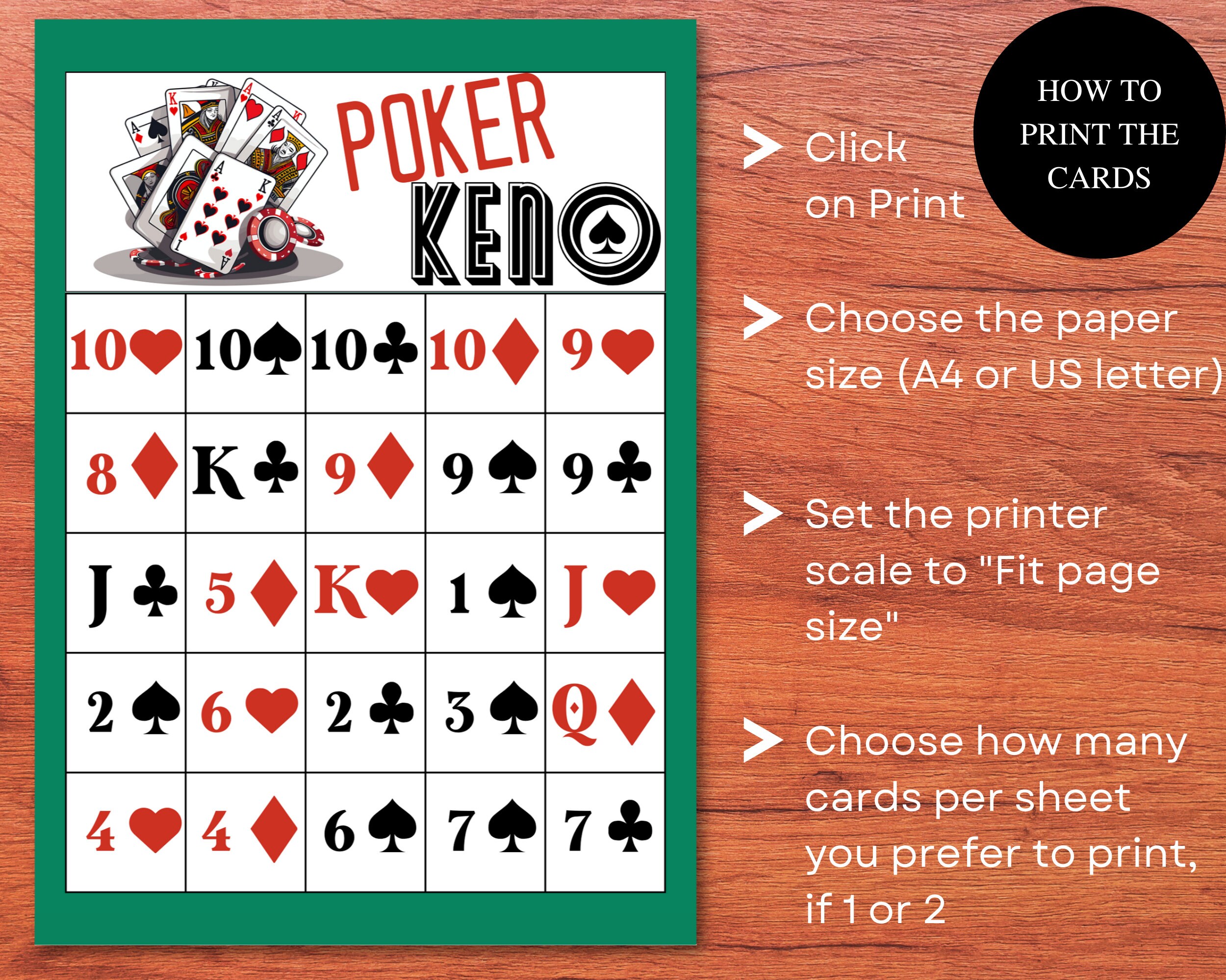 Printable Poker Keno Cards PO KE NO - Il Fullxfull.5619314256 C3gz 