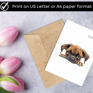 Carte d'excuses à imprimer, chiot triste désolé à télécharger, chien triste excuses à imprimer, amoureux des animaux, je suis désolé carte, carte désolé à imprimer image 3