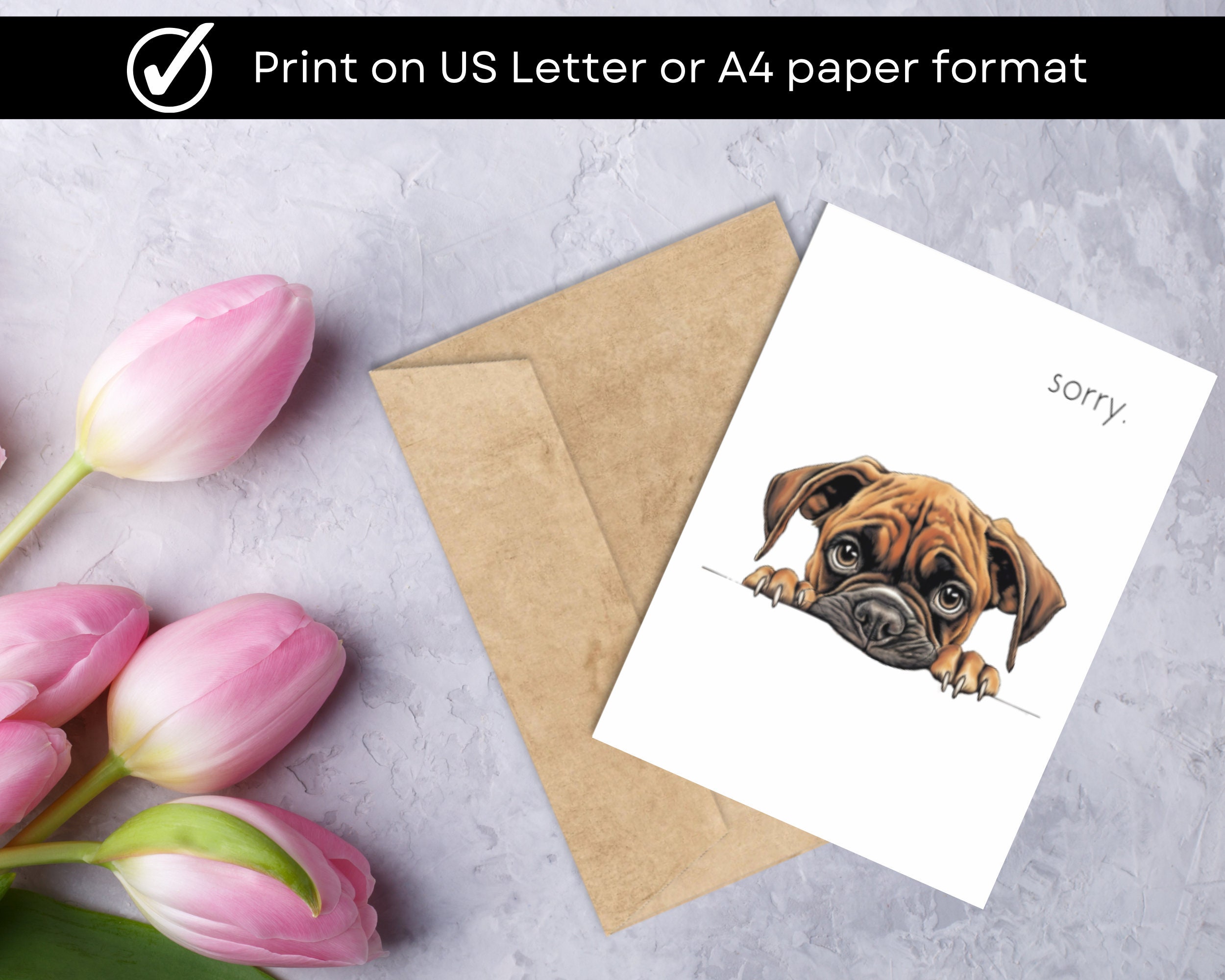 Apologies Card Printable, Sad Puppy Sorry Card for Download, Sad Dog ...