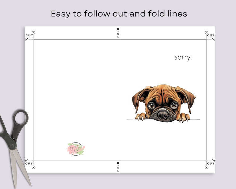 Carte d'excuses à imprimer, chiot triste désolé à télécharger, chien triste excuses à imprimer, amoureux des animaux, je suis désolé carte, carte désolé à imprimer image 4
