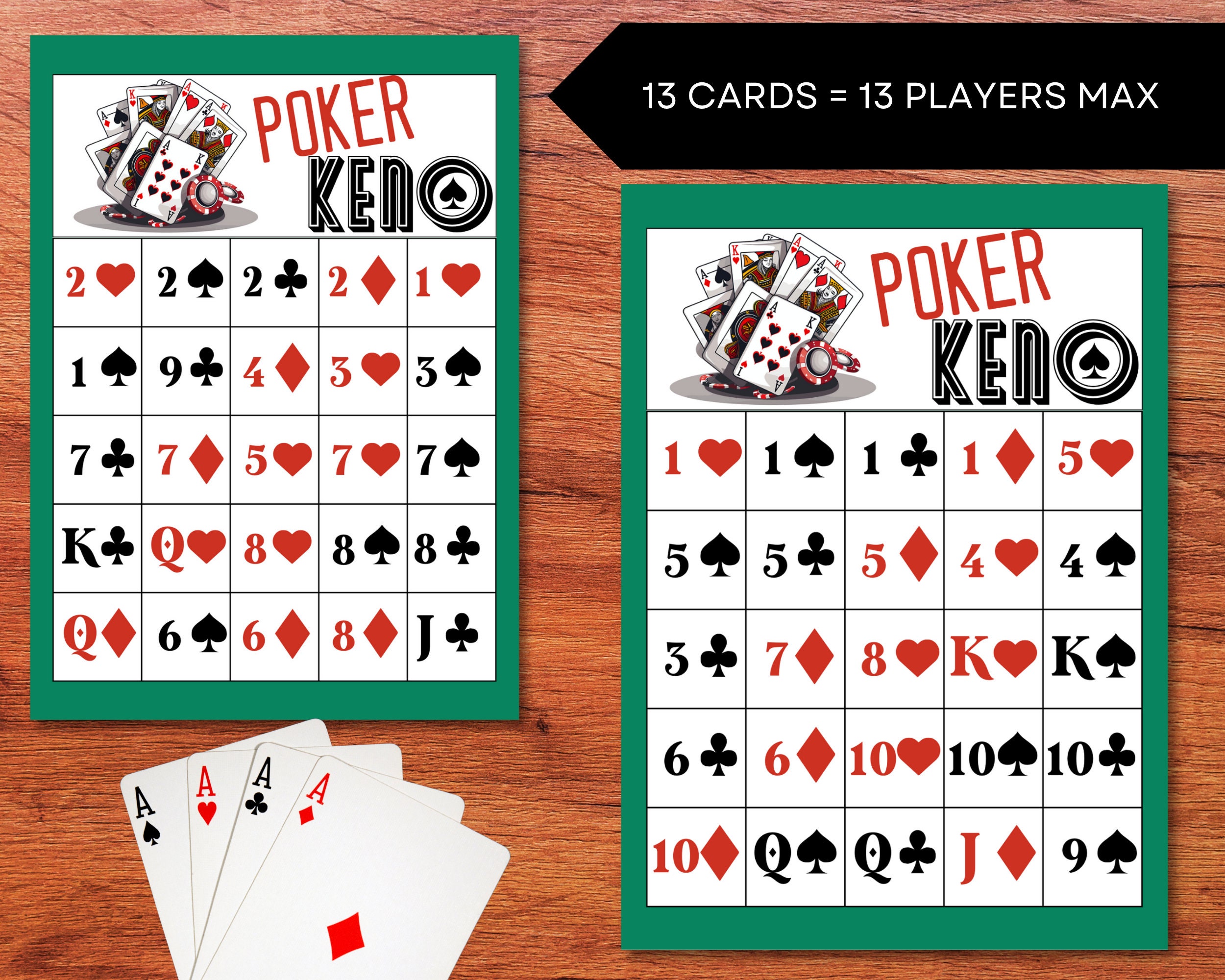 Printable Poker Keno Cards PO KE NO - Il Fullxfull.5667393275 4iwy 