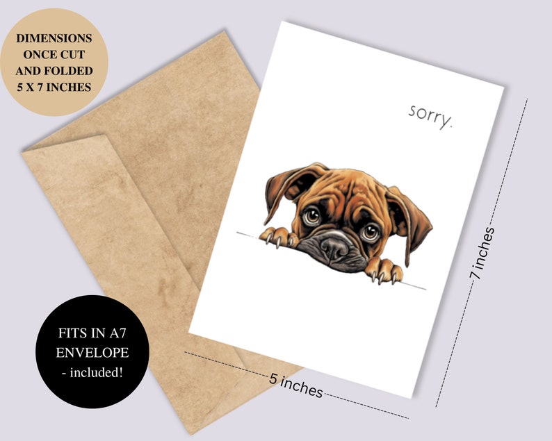 Carte d'excuses à imprimer, chiot triste désolé à télécharger, chien triste excuses à imprimer, amoureux des animaux, je suis désolé carte, carte désolé à imprimer image 2