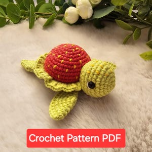 Strawberry Turtle Crochet Pattern PDF – Cute Amigurumi Toy Tutorial – Easy Turtle Keychain DIY