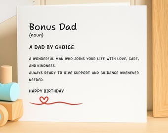 Bonus Dad Birthday Card, Definition Card for Stepdad, Dad by Choice Gift, Sentimental Step Dad Card, Blended Family Card, Father's Day,